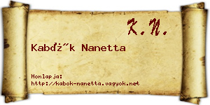 Kabók Nanetta névjegykártya